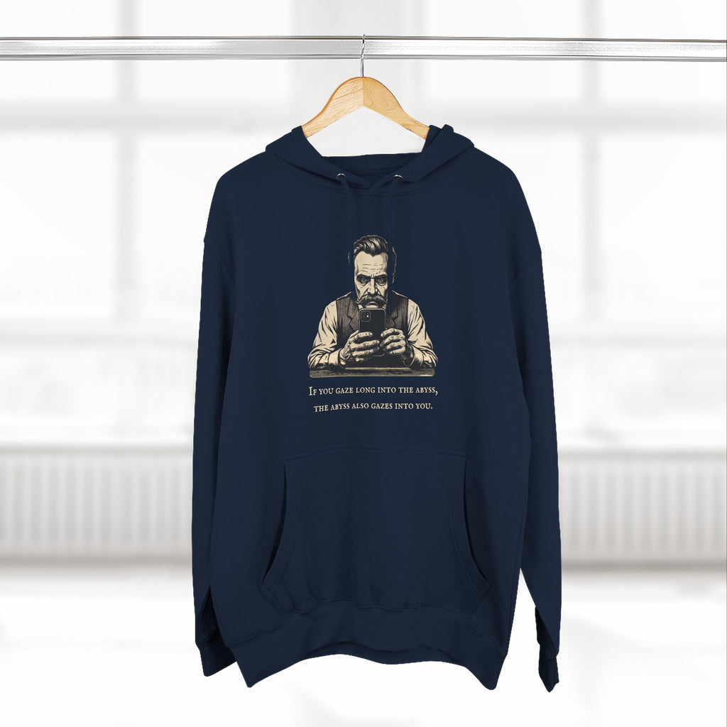 Friedrich Nietzsche Abyss Doomscrolling Hoodie | Dark Academia Philosophy Sweatshirt