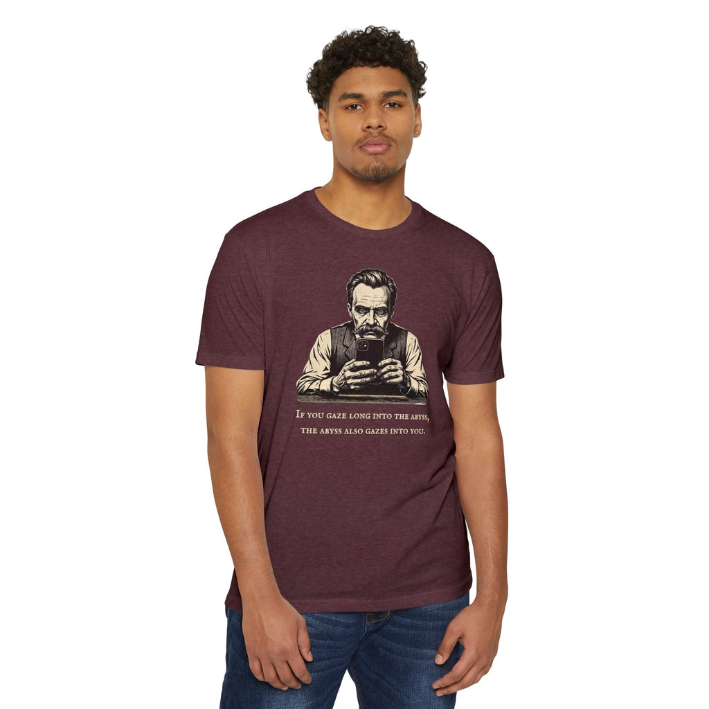 Friedrich Nietzsche Abyss Doomscrolling T-Shirt | Dark Academia Philosophy Tee
