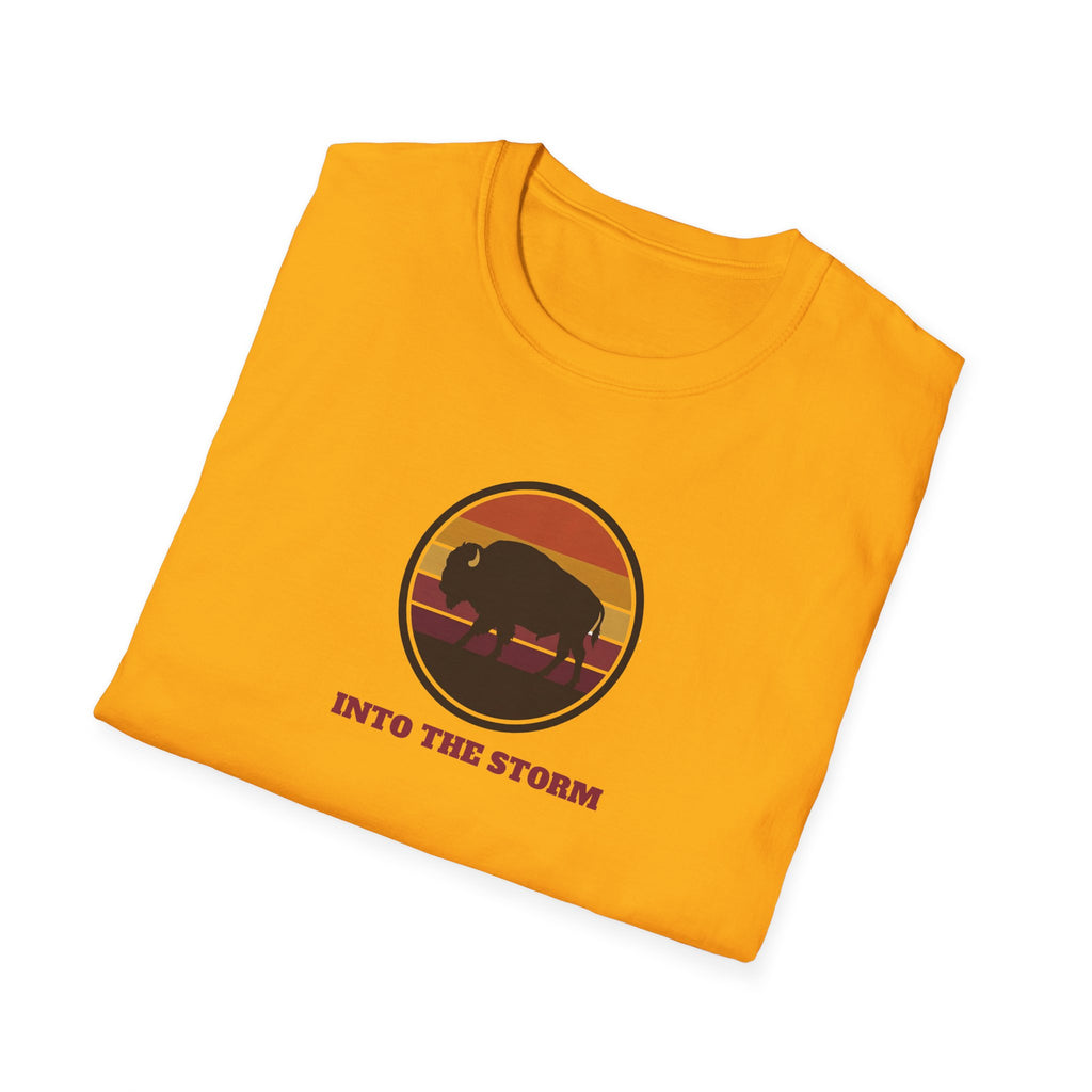 Retro Sunset Bison "Into the Storm" Graphic Tee