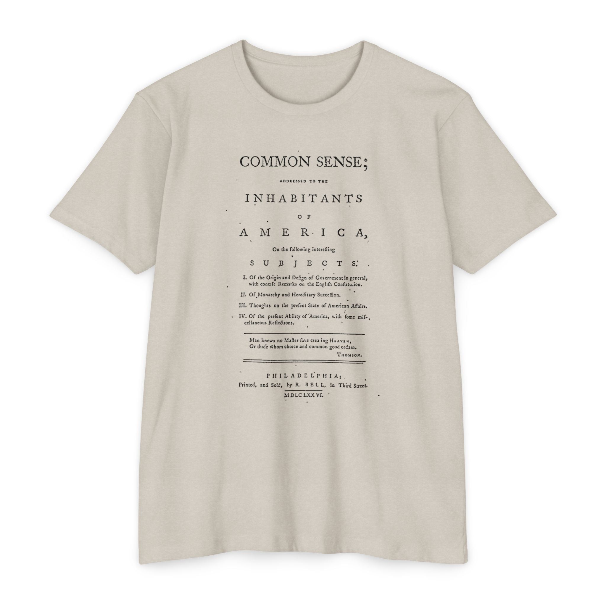 Thomas Paine Common Sense T-Shirt | Historical Typography Tee