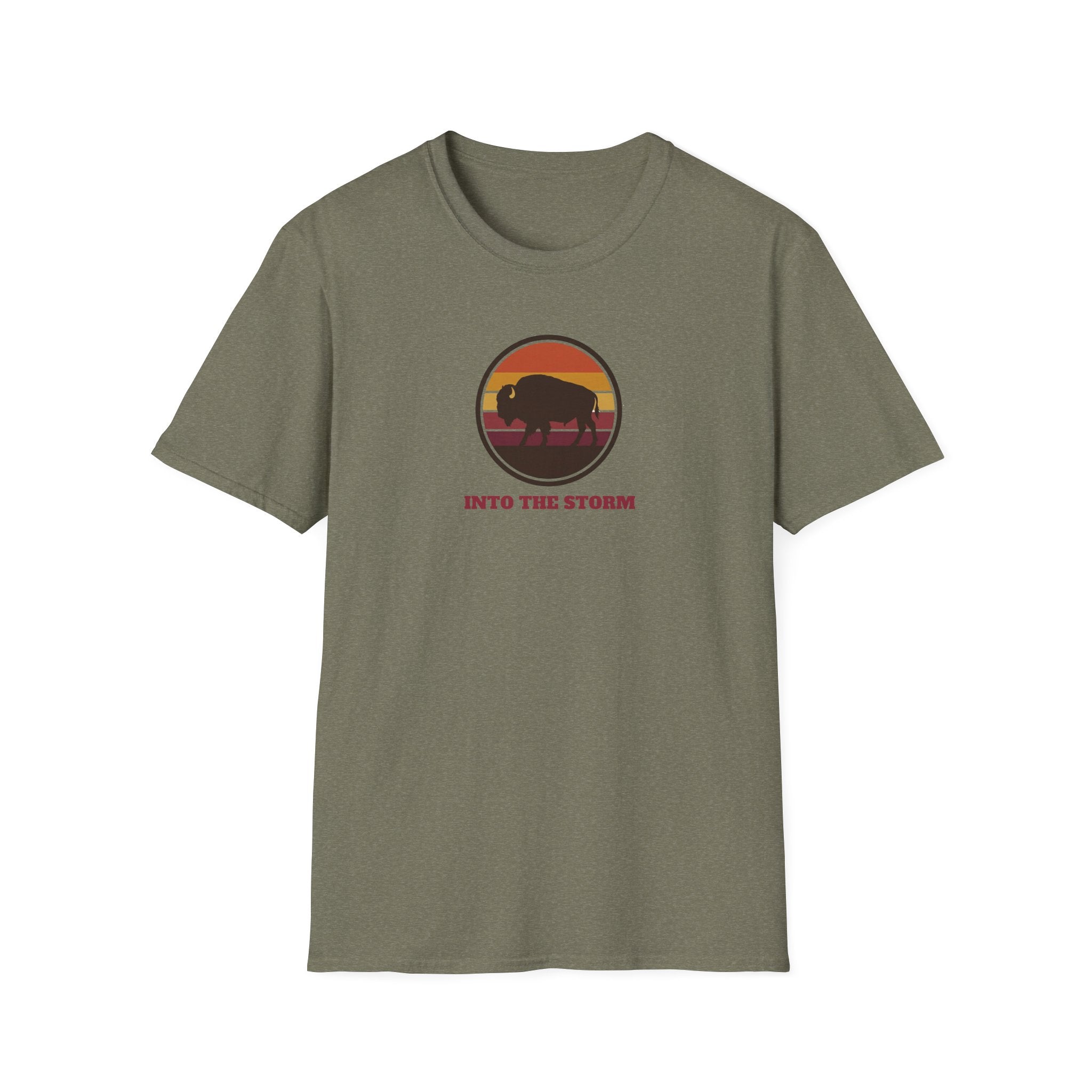 Retro Sunset Bison "Into the Storm" Graphic Tee