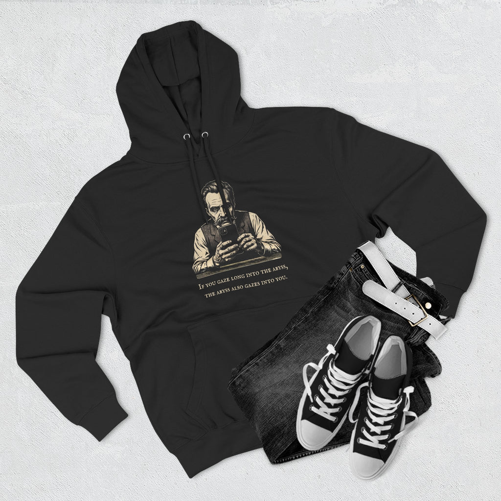 Friedrich Nietzsche Abyss Doomscrolling Hoodie | Dark Academia Philosophy Sweatshirt