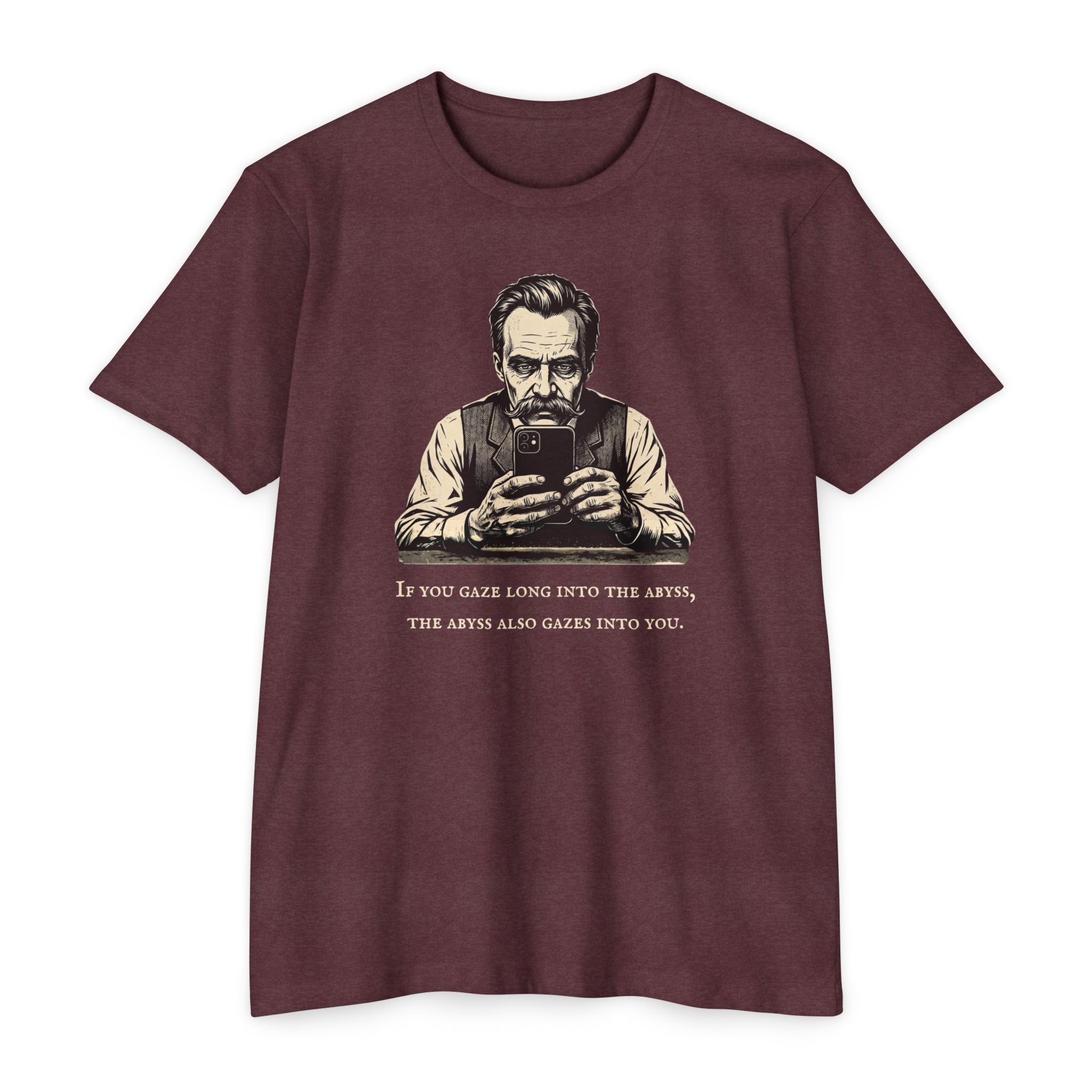 Friedrich Nietzsche Abyss Doomscrolling T-Shirt | Dark Academia Philosophy Tee