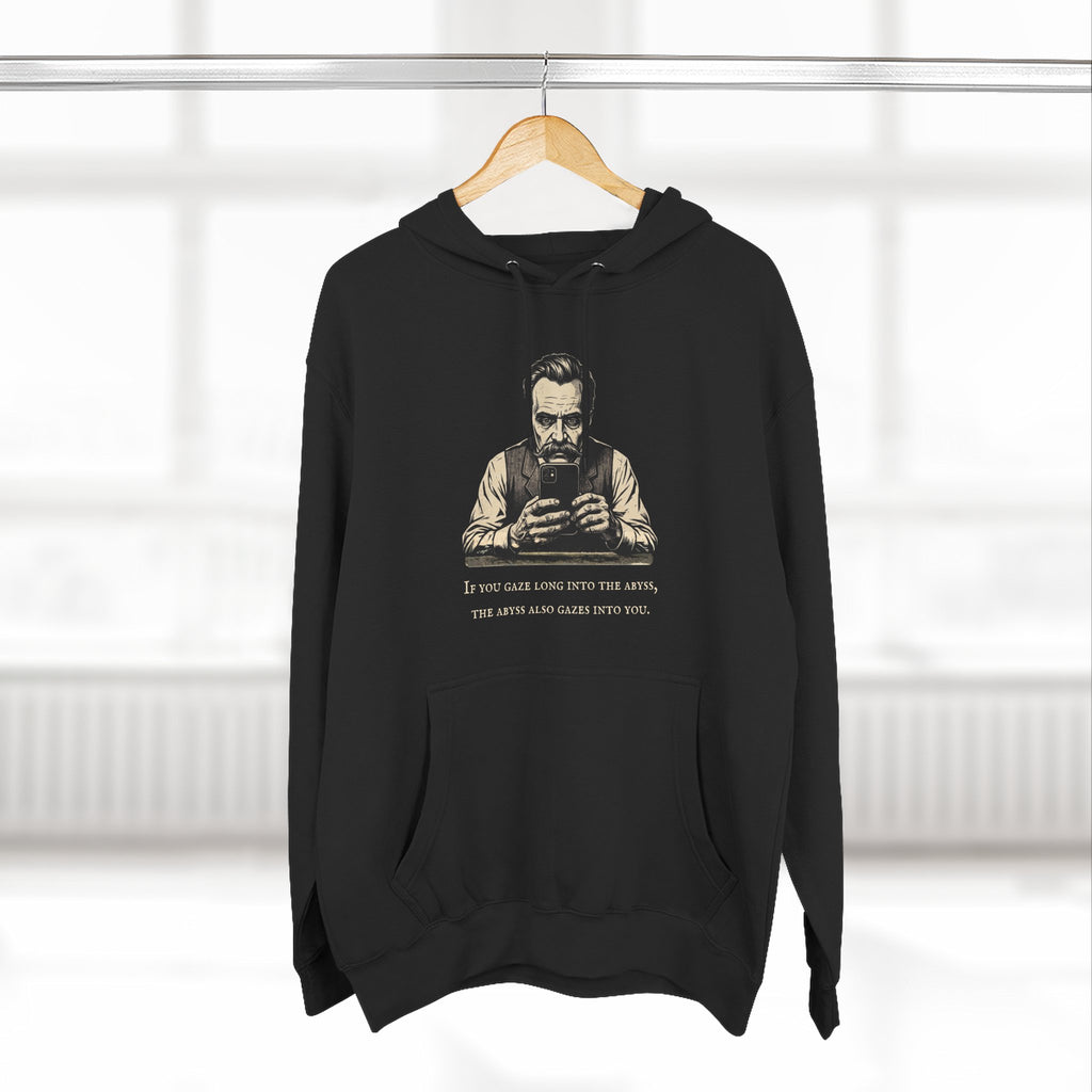 Friedrich Nietzsche Abyss Doomscrolling Hoodie | Dark Academia Philosophy Sweatshirt