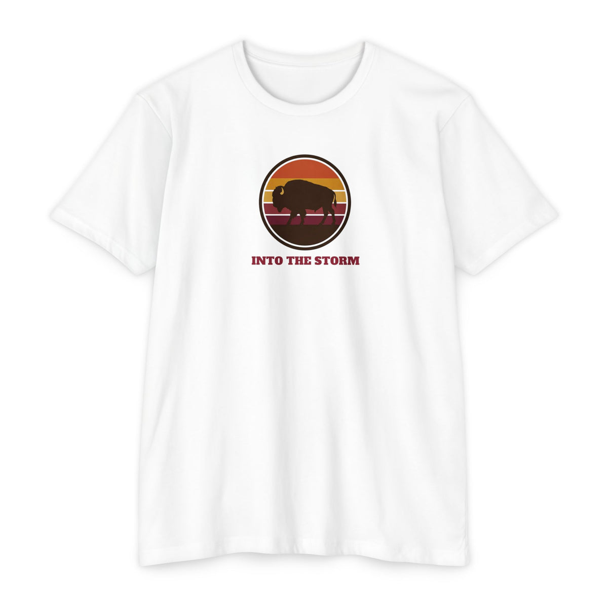 Retro Sunset Bison "Into the Storm" Graphic Tee