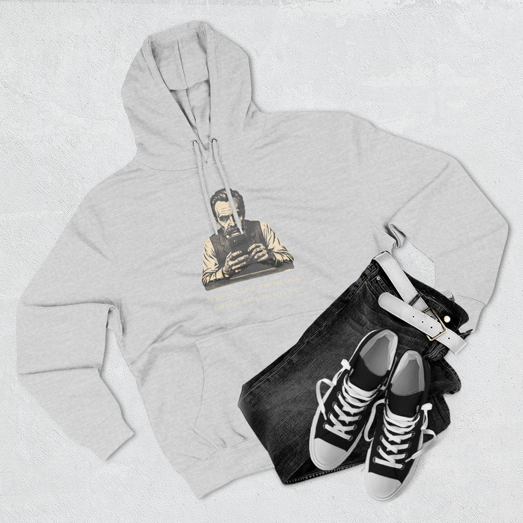 Friedrich Nietzsche Abyss Doomscrolling Hoodie | Dark Academia Philosophy Sweatshirt