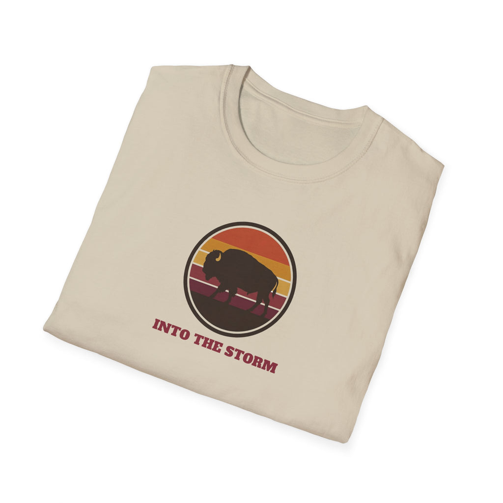Retro Sunset Bison "Into the Storm" Graphic Tee