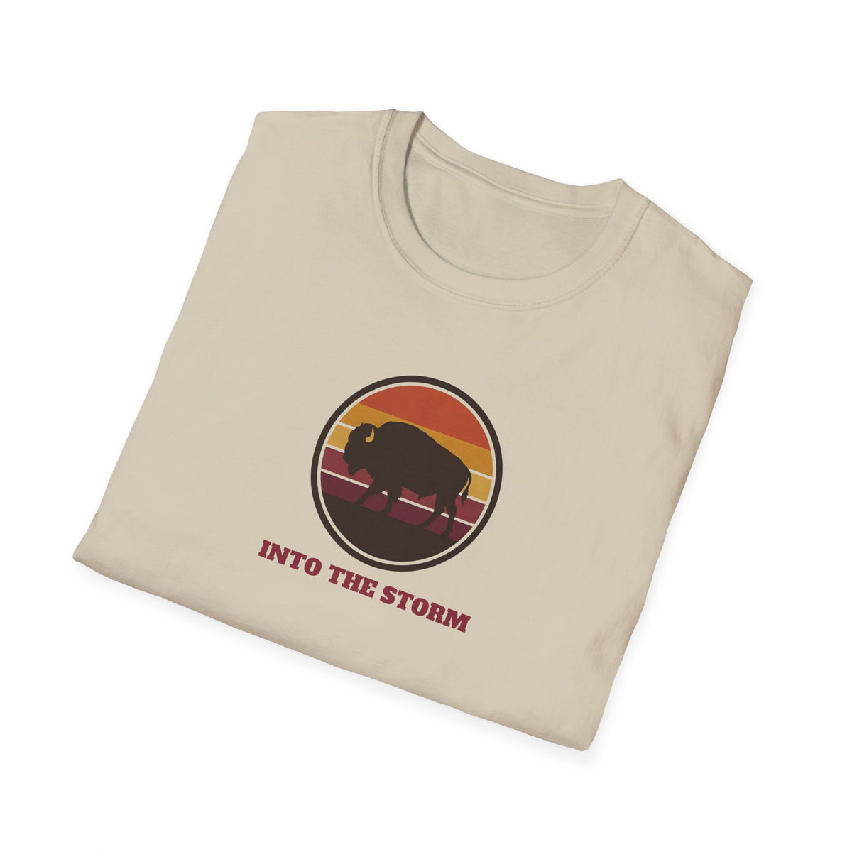 Retro Sunset Bison "Into the Storm" Graphic Tee