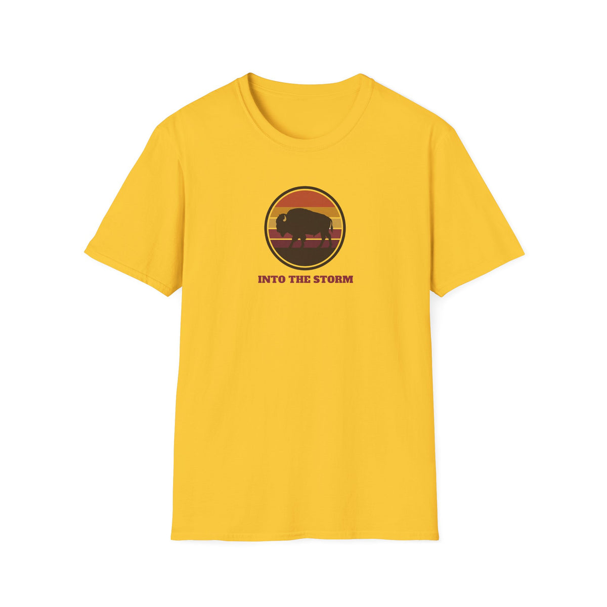 Retro Sunset Bison "Into the Storm" Graphic Tee