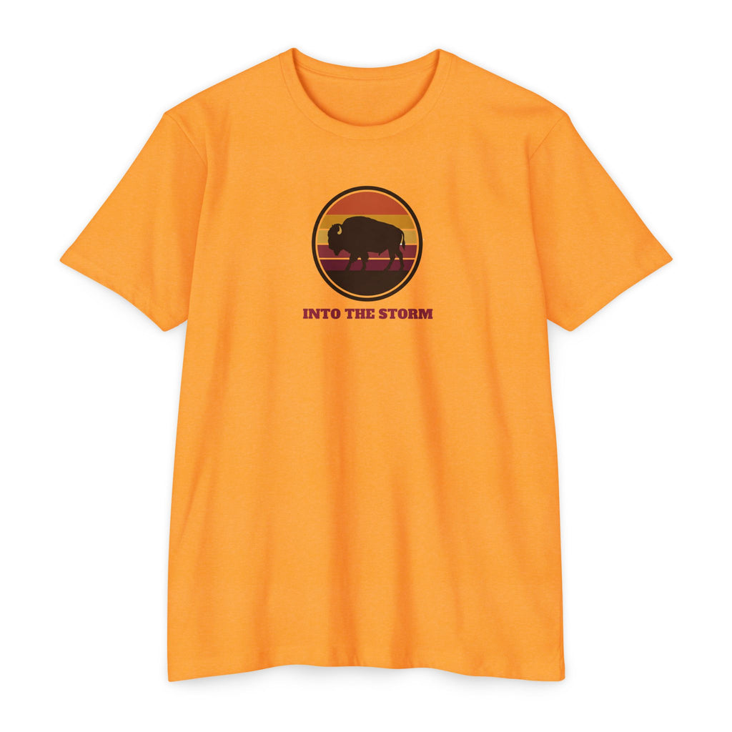 Retro Sunset Bison "Into the Storm" Graphic Tee