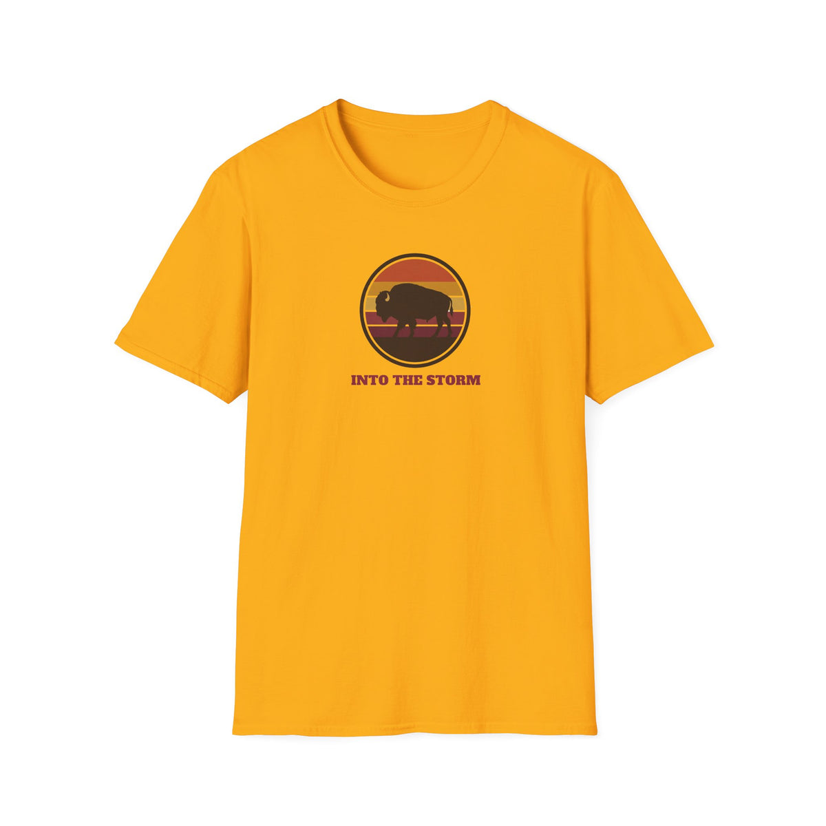 Retro Sunset Bison "Into the Storm" Graphic Tee