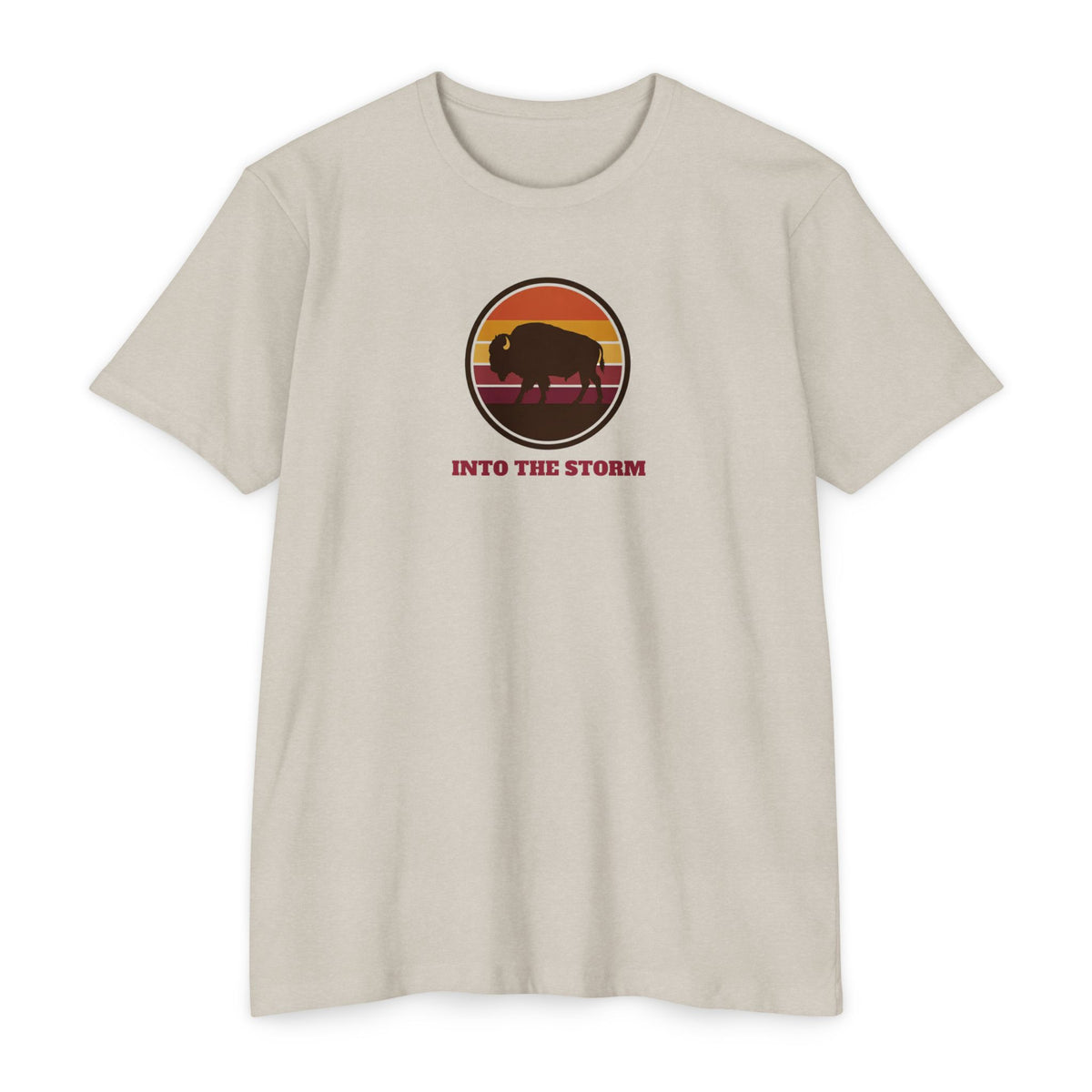 Retro Sunset Bison "Into the Storm" Graphic Tee