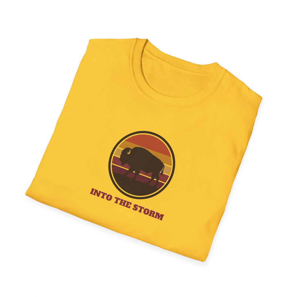 Retro Sunset Bison "Into the Storm" Graphic Tee