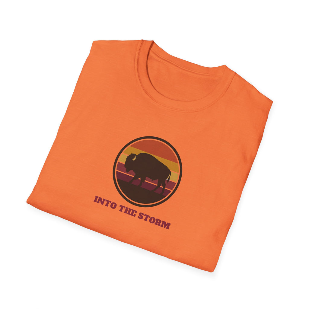 Retro Sunset Bison "Into the Storm" Graphic Tee