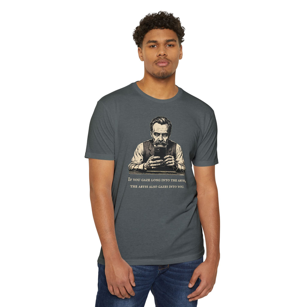 Friedrich Nietzsche Abyss Doomscrolling T-Shirt | Dark Academia Philosophy Tee