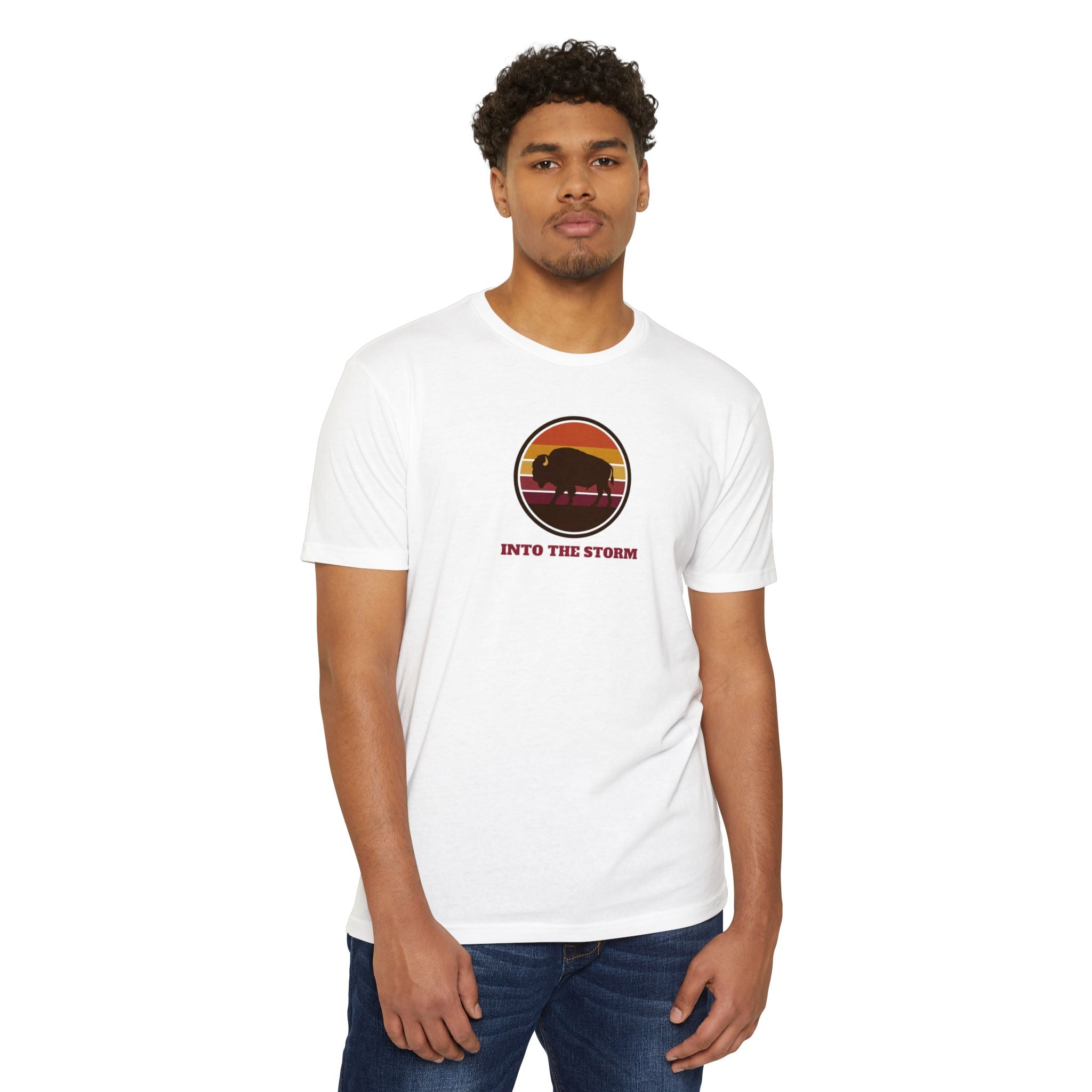 Retro Sunset Bison "Into the Storm" Graphic Tee