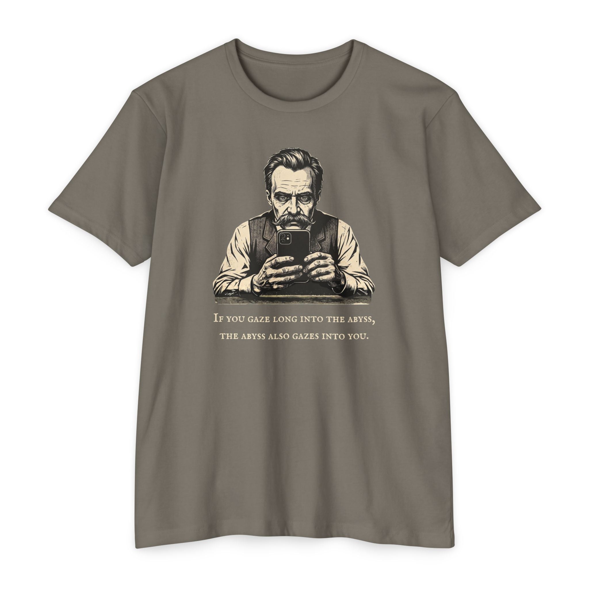 Friedrich Nietzsche Abyss Doomscrolling T-Shirt | Dark Academia Philosophy Tee