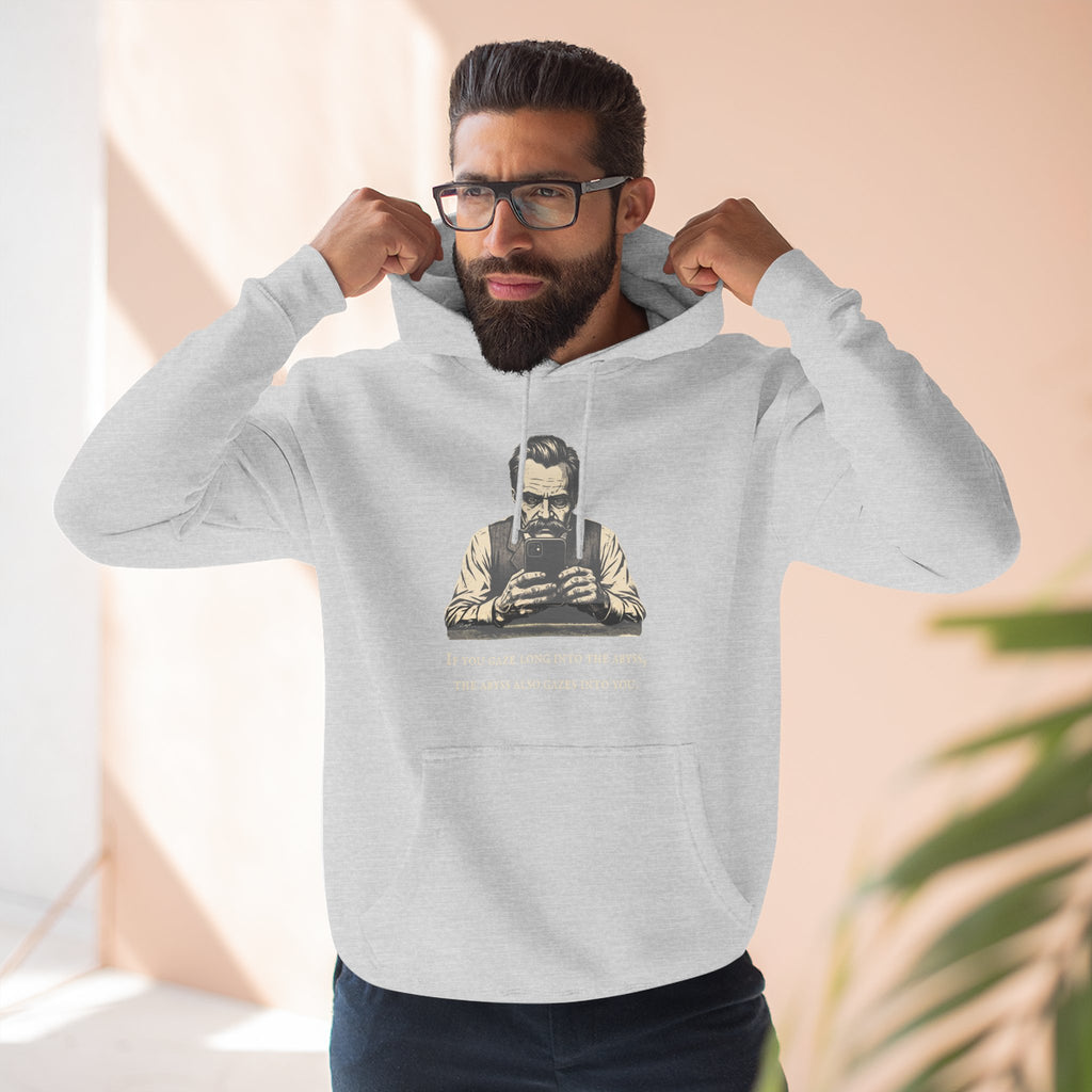 Friedrich Nietzsche Abyss Doomscrolling Hoodie | Dark Academia Philosophy Sweatshirt