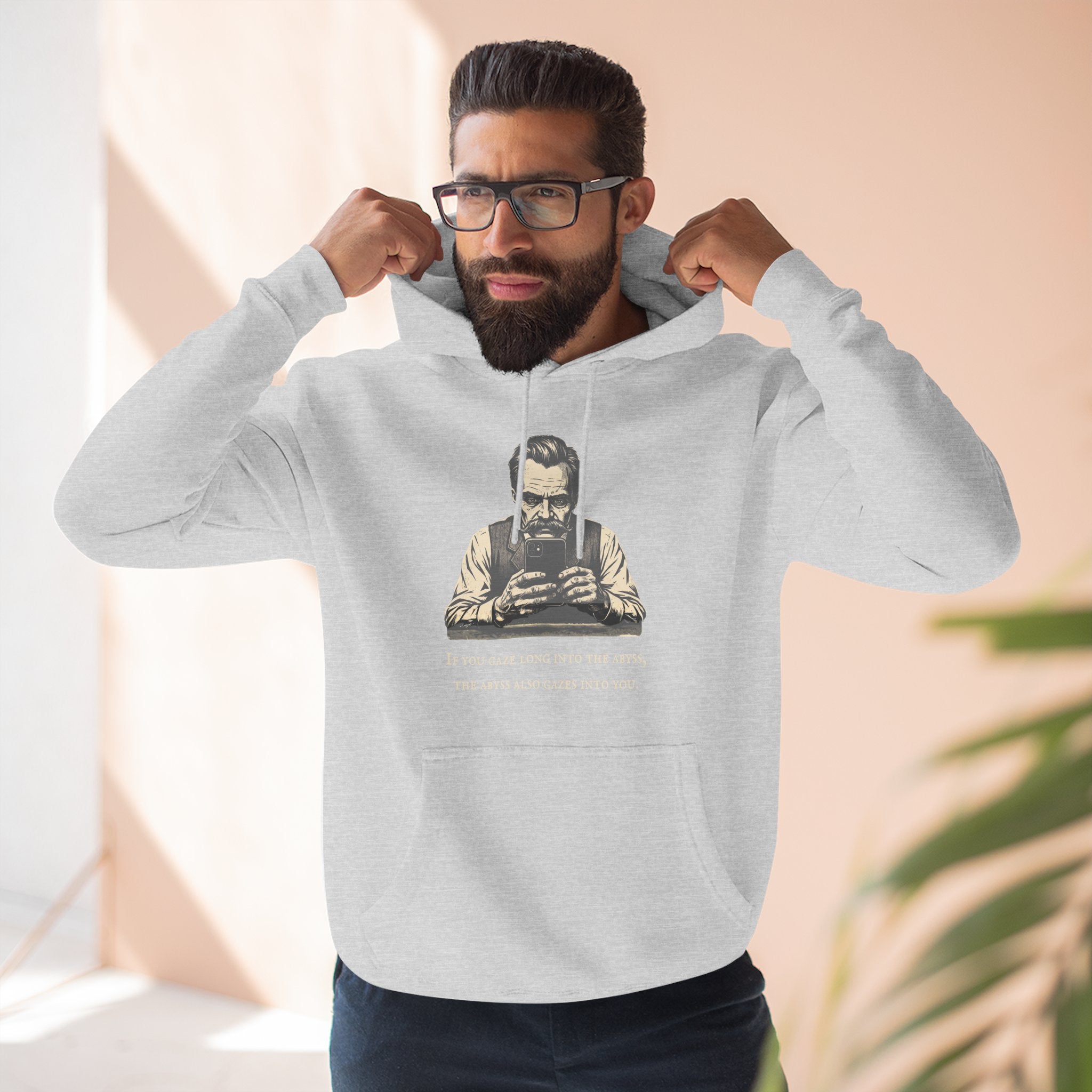Friedrich Nietzsche Abyss Doomscrolling Hoodie | Dark Academia Philosophy Sweatshirt