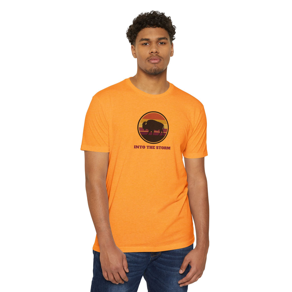 Retro Sunset Bison "Into the Storm" Graphic Tee