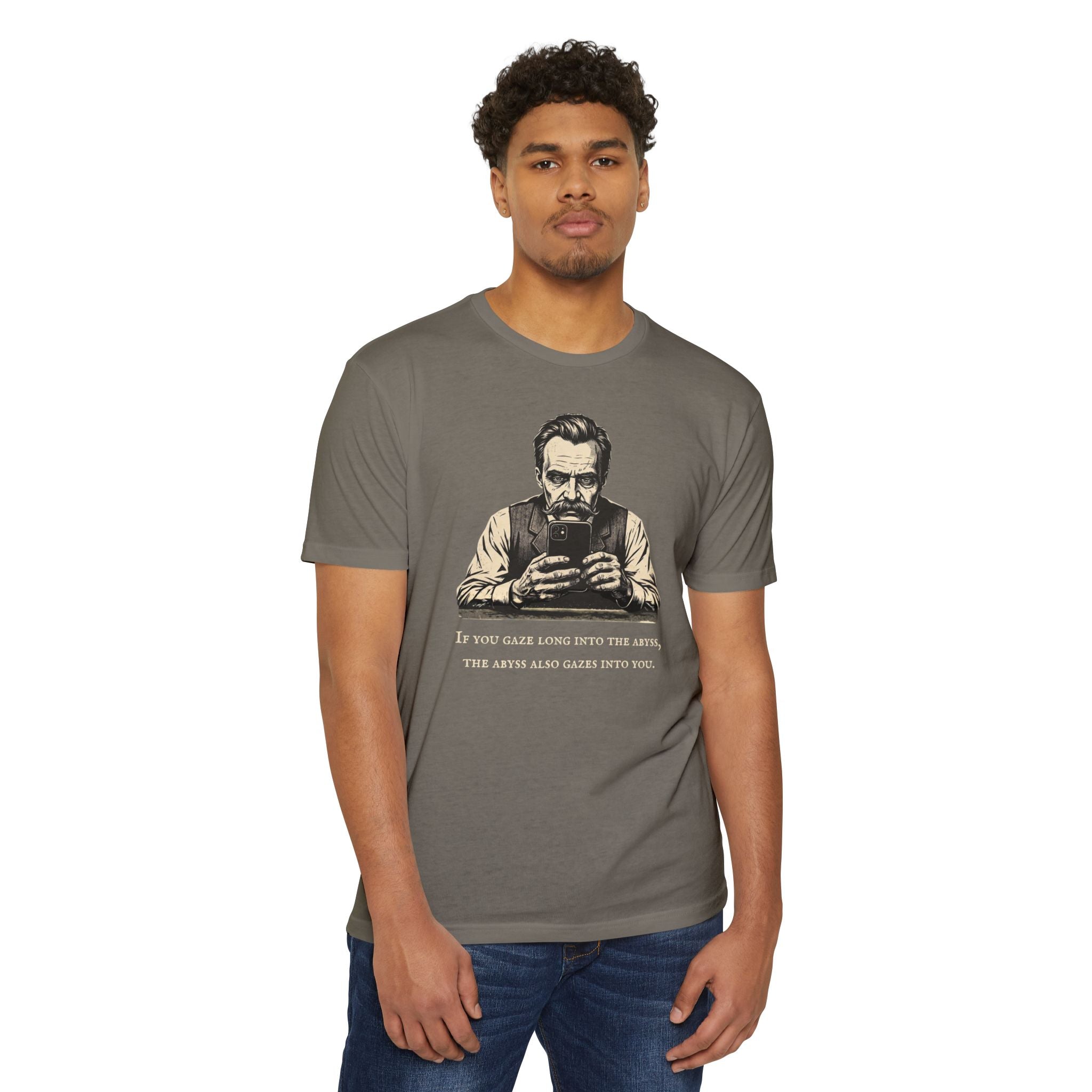 Friedrich Nietzsche Abyss Doomscrolling T-Shirt | Dark Academia Philosophy Tee