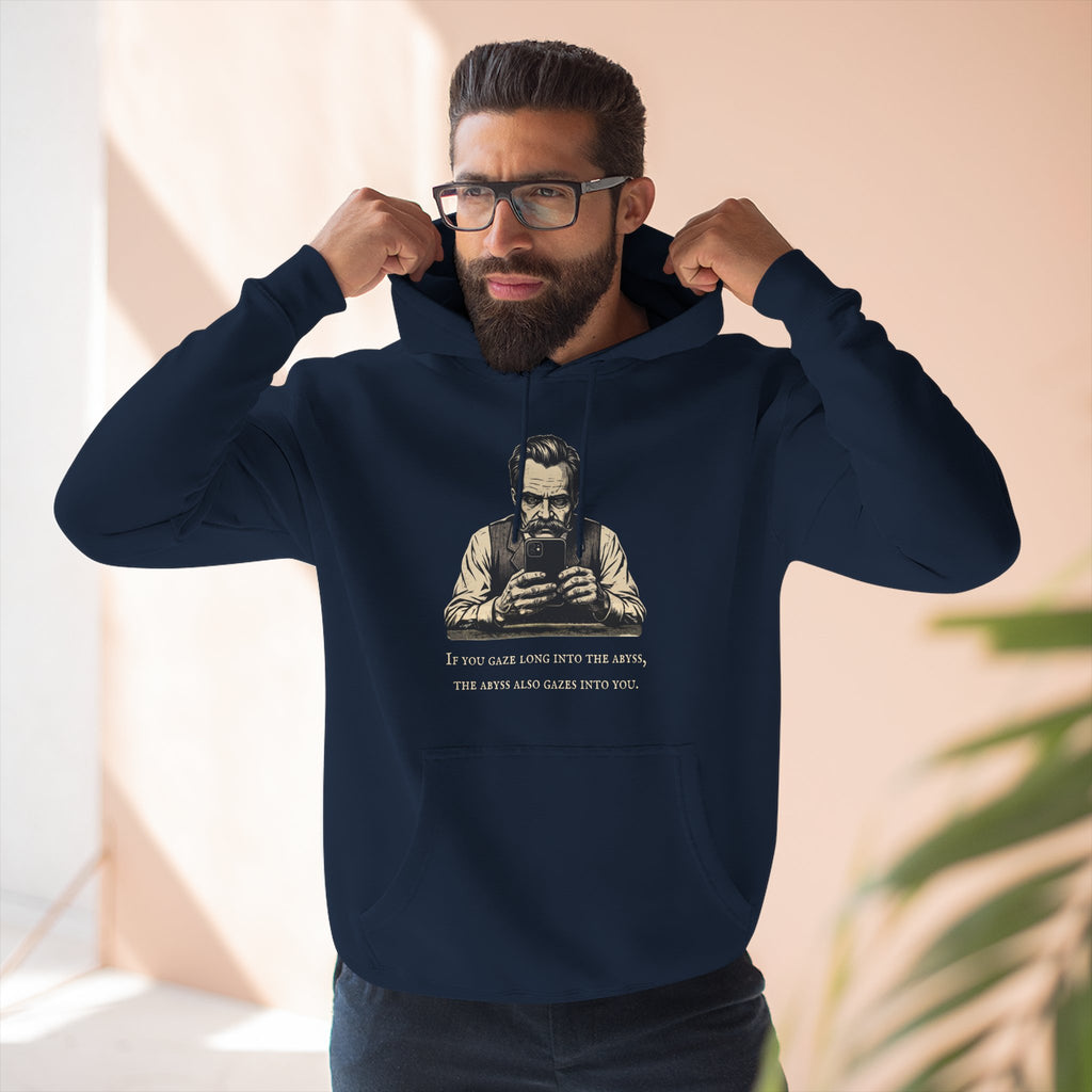 Friedrich Nietzsche Abyss Doomscrolling Hoodie | Dark Academia Philosophy Sweatshirt