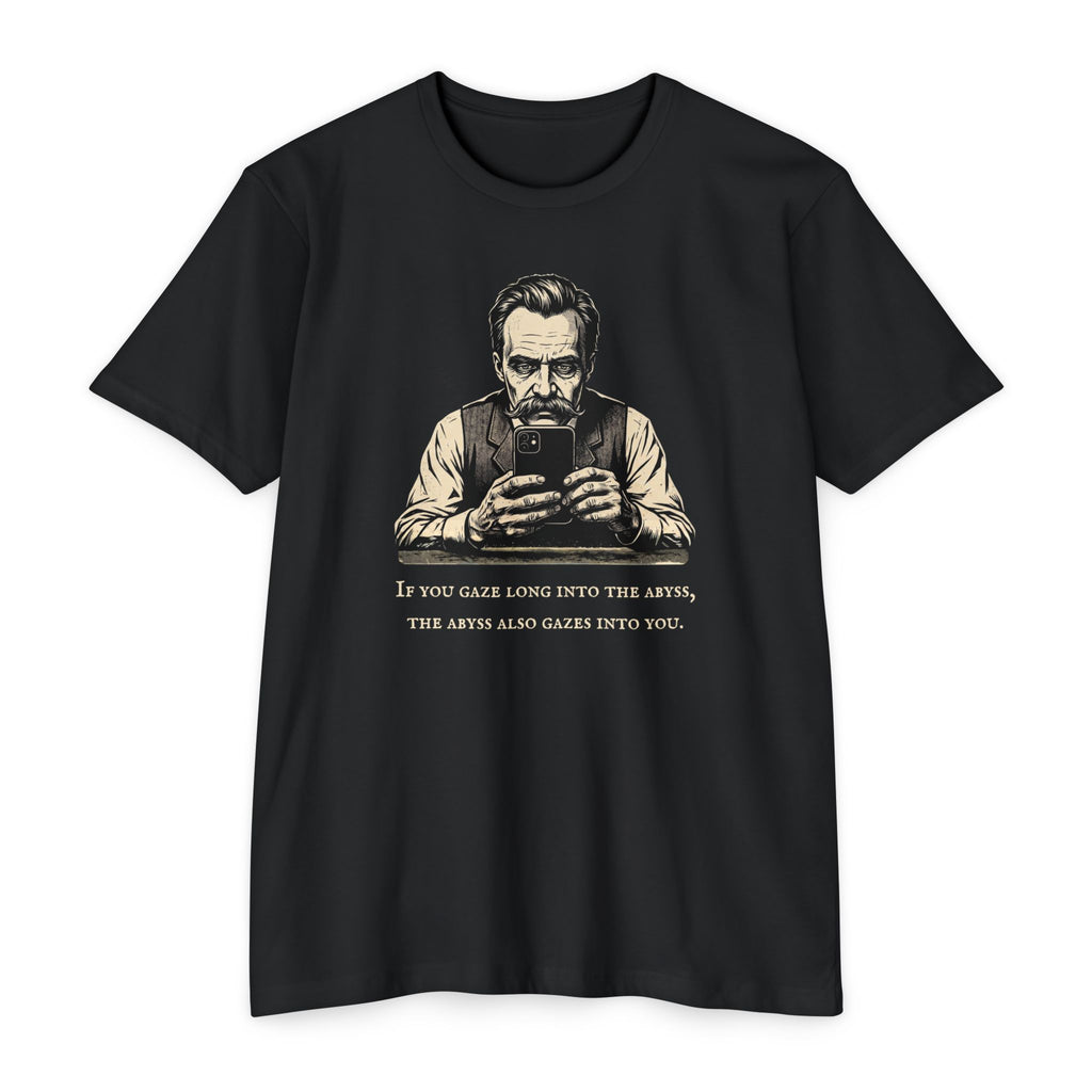 Friedrich Nietzsche Abyss Doomscrolling T-Shirt | Dark Academia Philosophy Tee