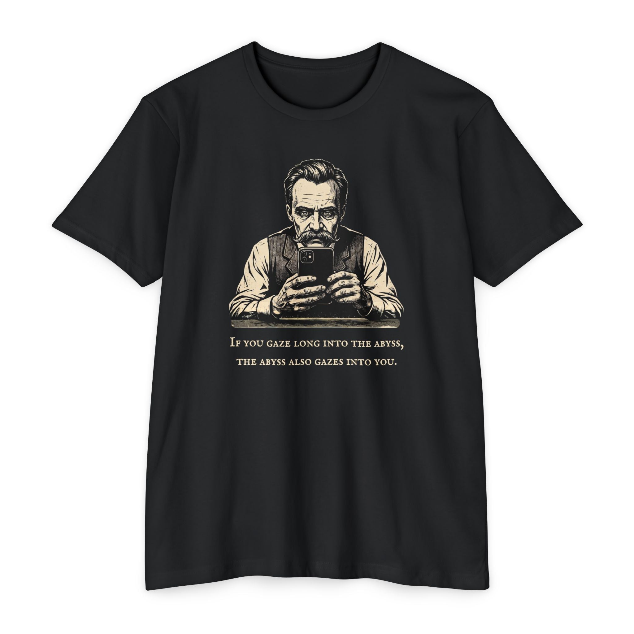 Friedrich Nietzsche Abyss Doomscrolling T-Shirt | Dark Academia Philosophy Tee