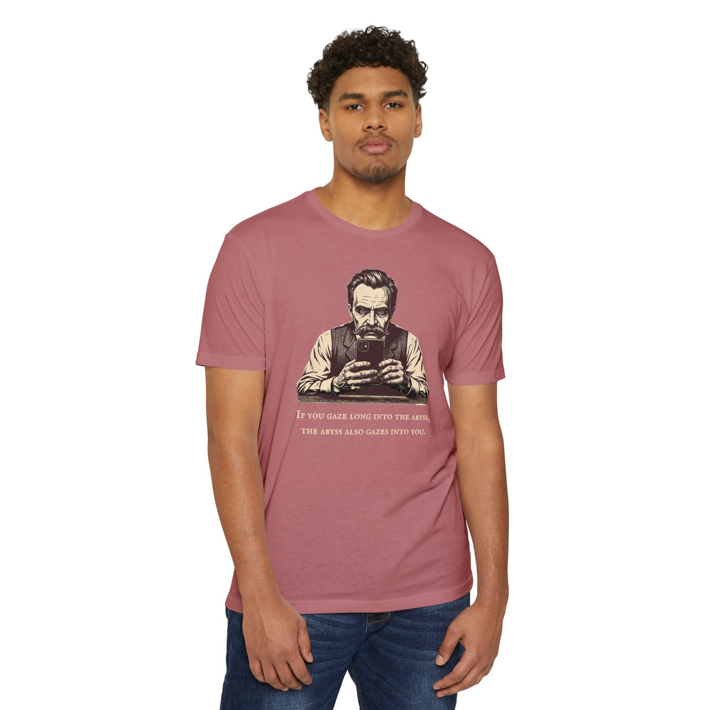 Friedrich Nietzsche Abyss Doomscrolling T-Shirt | Dark Academia Philosophy Tee