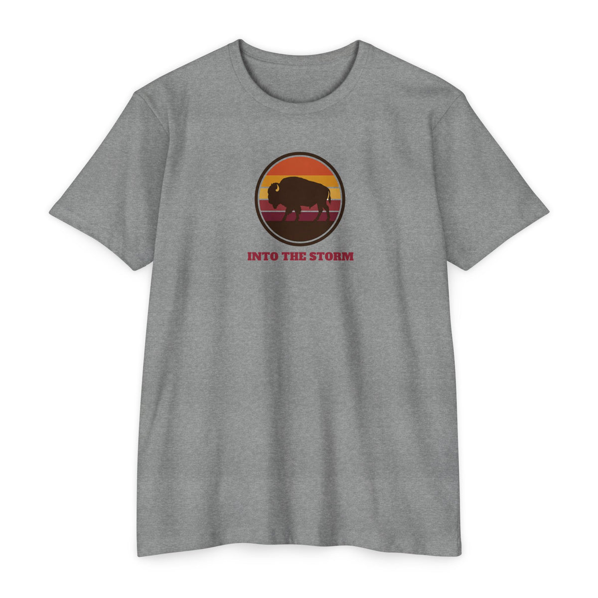 Retro Sunset Bison "Into the Storm" Graphic Tee