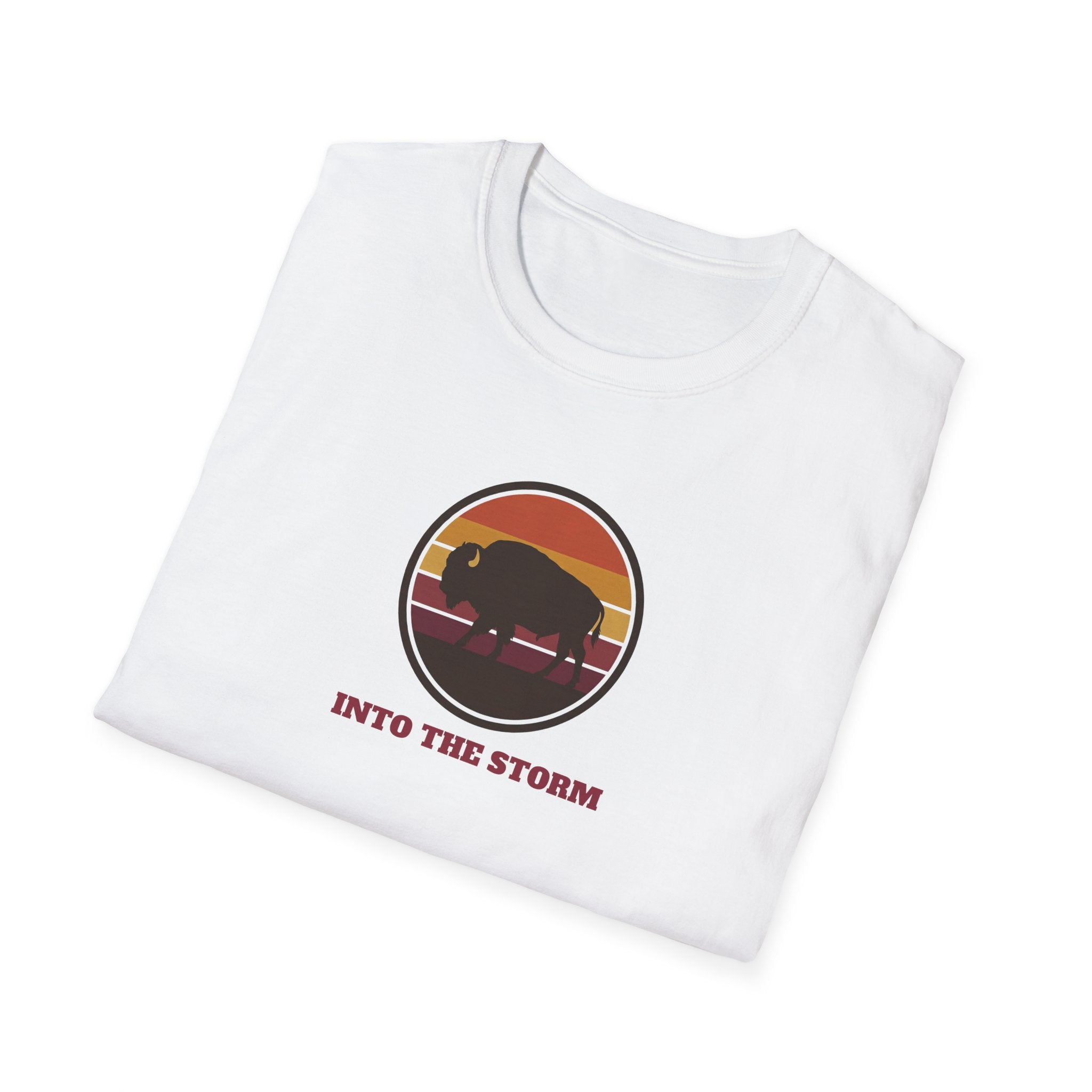 Retro Sunset Bison "Into the Storm" Graphic Tee