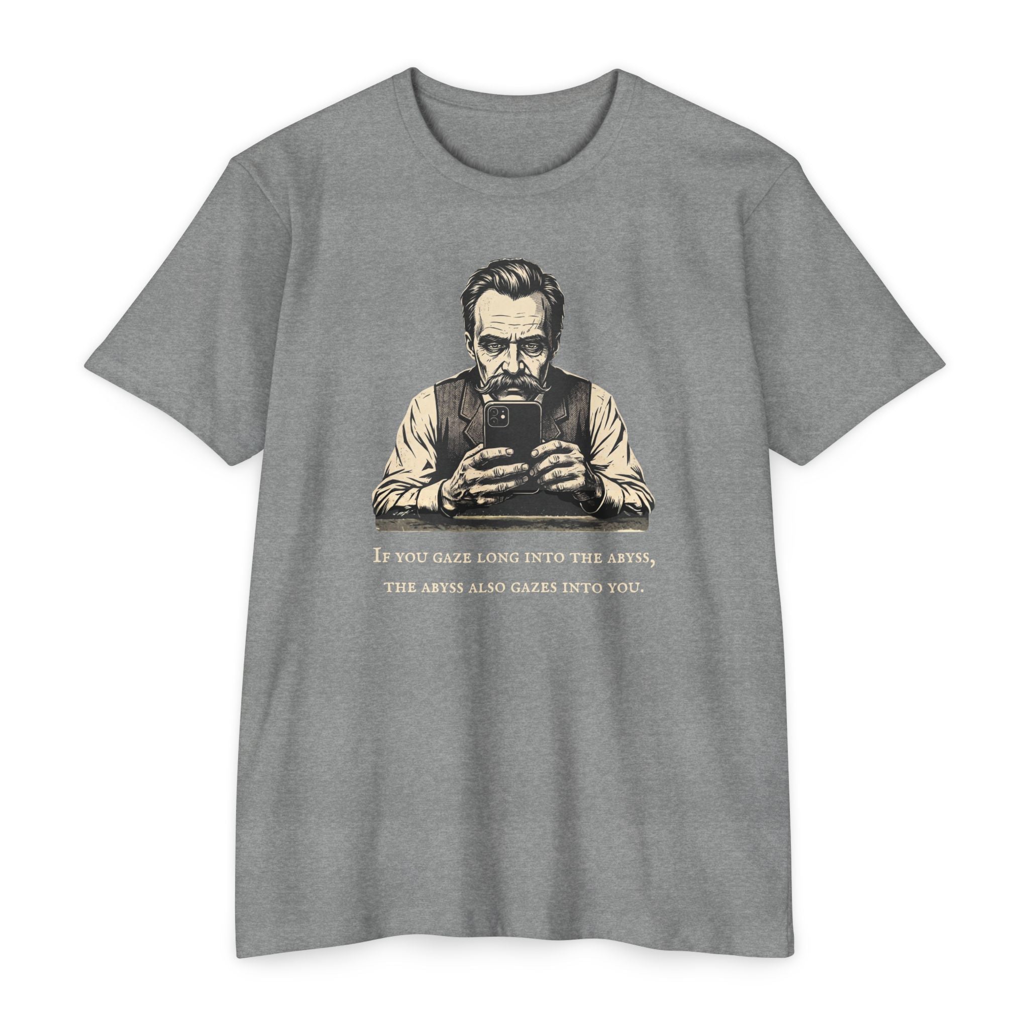 Friedrich Nietzsche Abyss Doomscrolling T-Shirt | Dark Academia Philosophy Tee