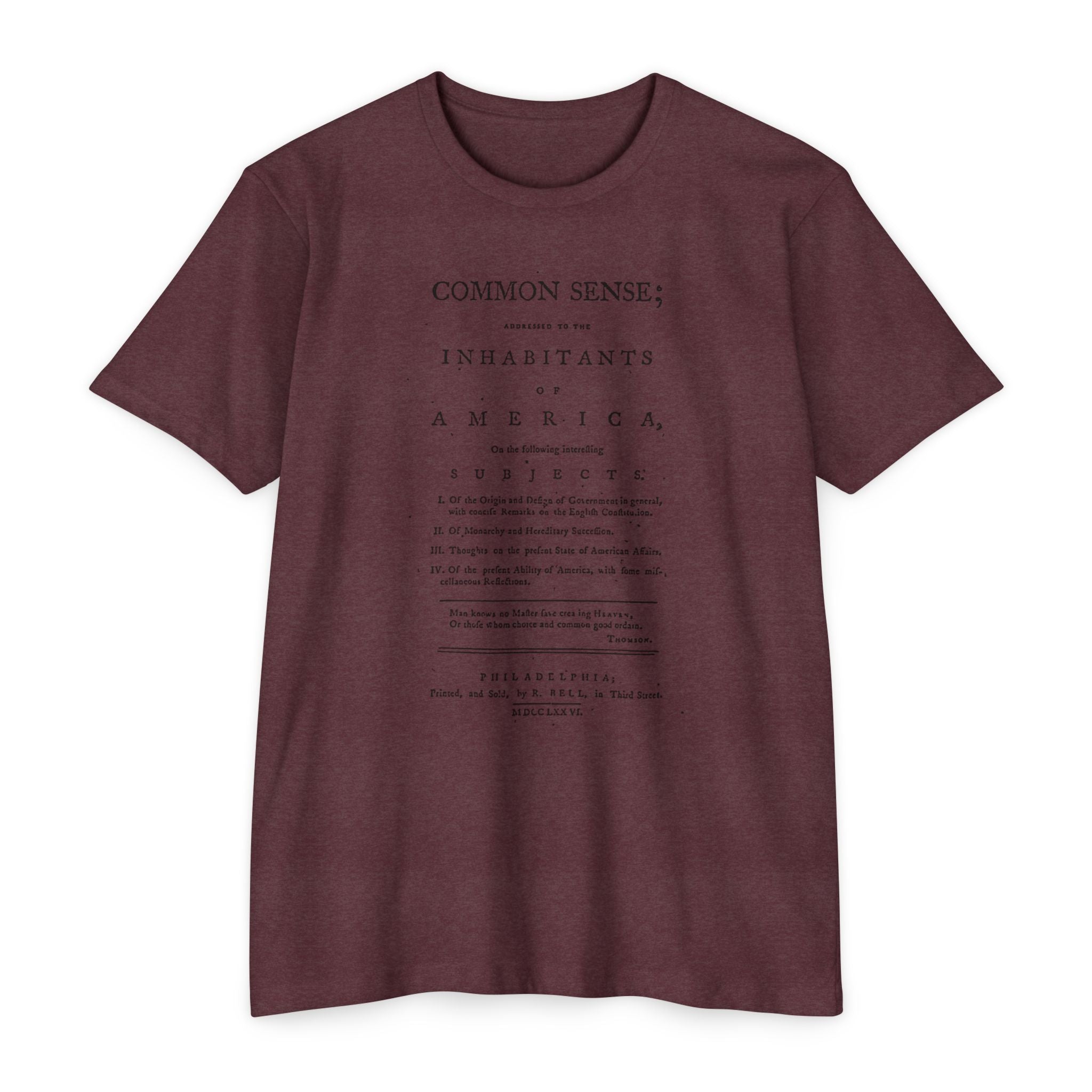 Thomas Paine Common Sense T-Shirt | Historical Typography Tee