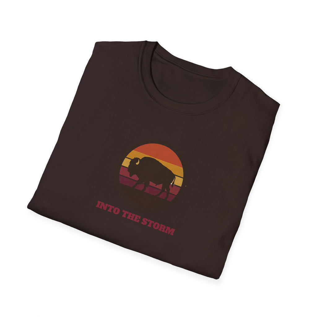 Retro Sunset Bison "Into the Storm" Graphic Tee
