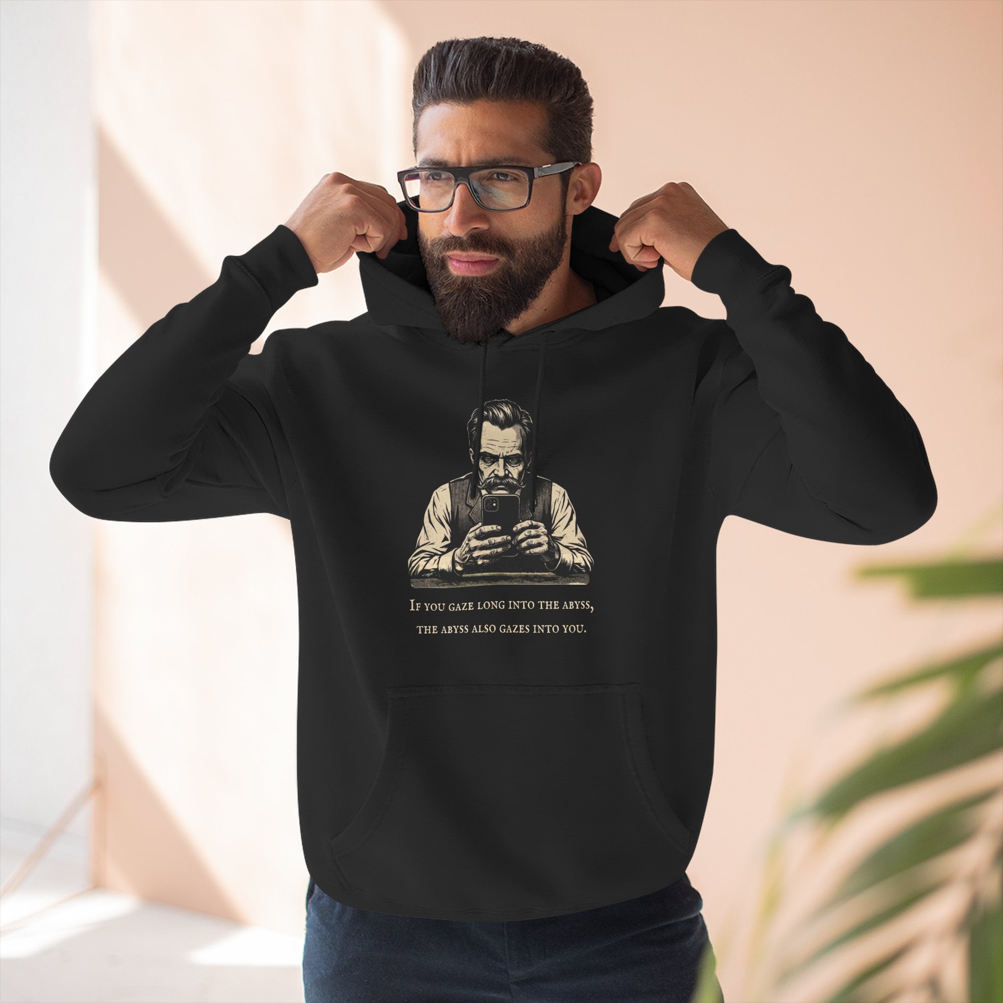 Friedrich Nietzsche Abyss Doomscrolling Hoodie | Dark Academia Philosophy Sweatshirt