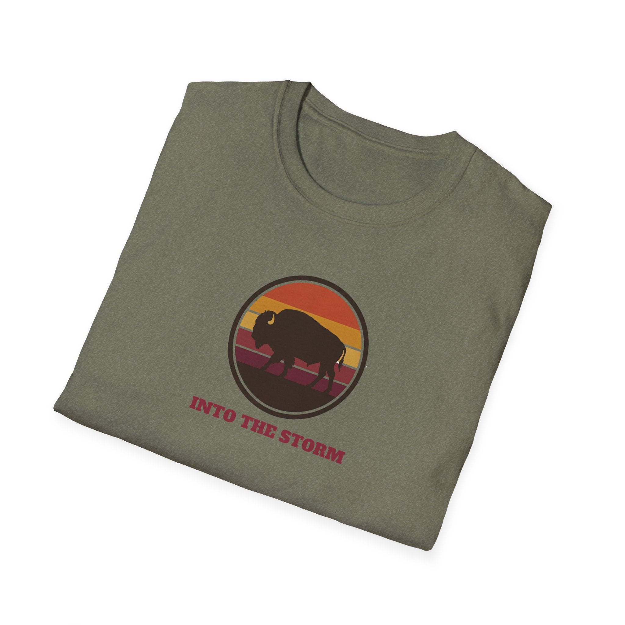 Retro Sunset Bison "Into the Storm" Graphic Tee