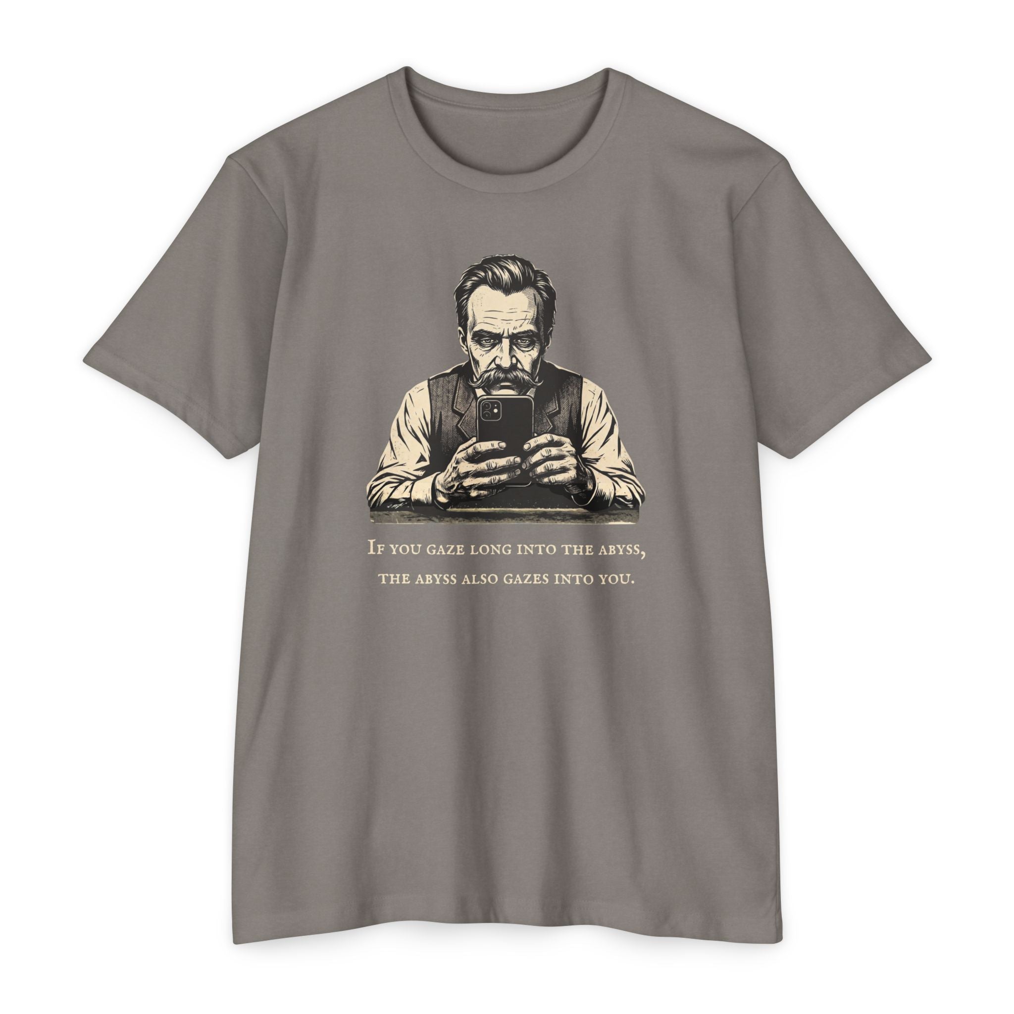 Friedrich Nietzsche Abyss Doomscrolling T-Shirt | Dark Academia Philosophy Tee