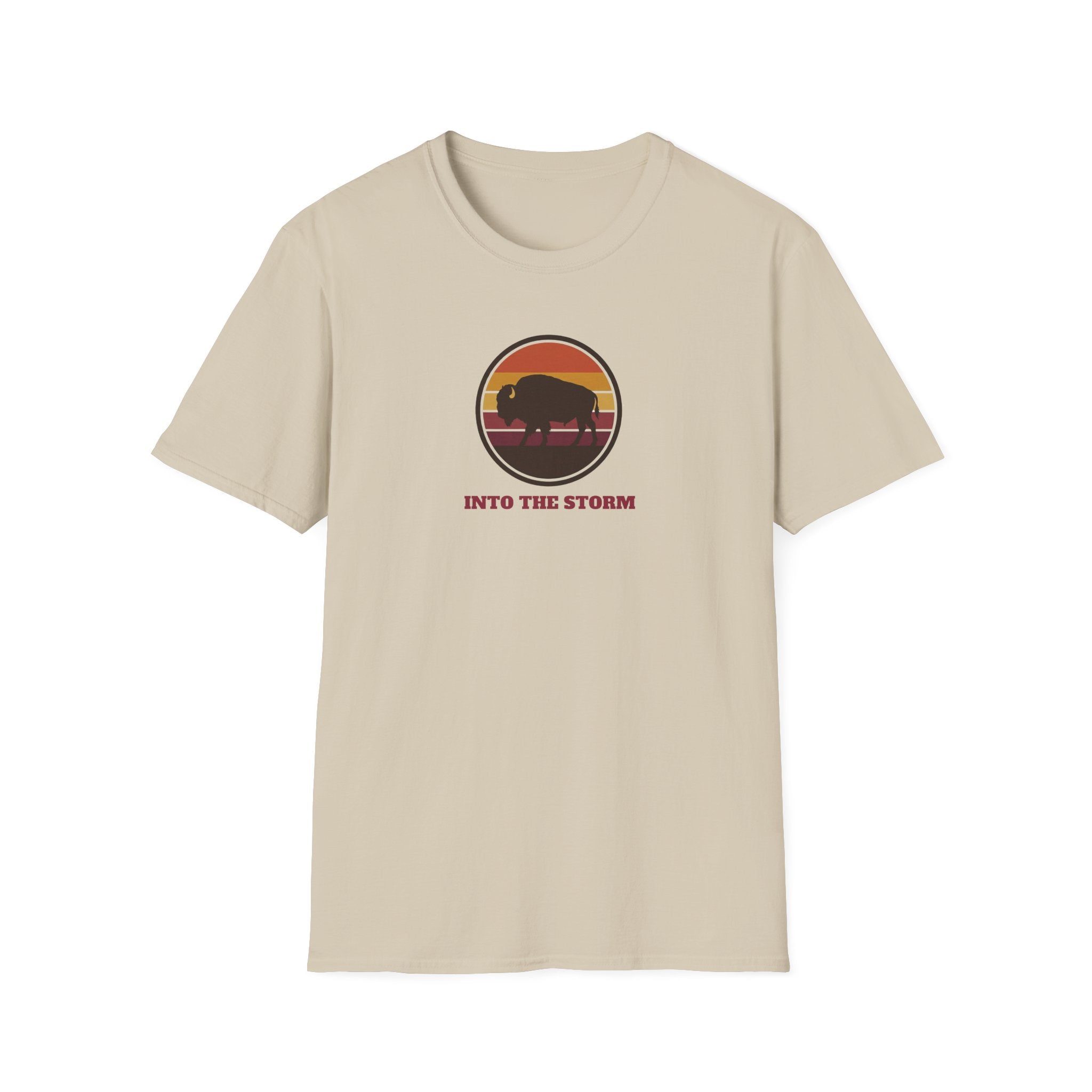 Retro Sunset Bison "Into the Storm" Graphic Tee