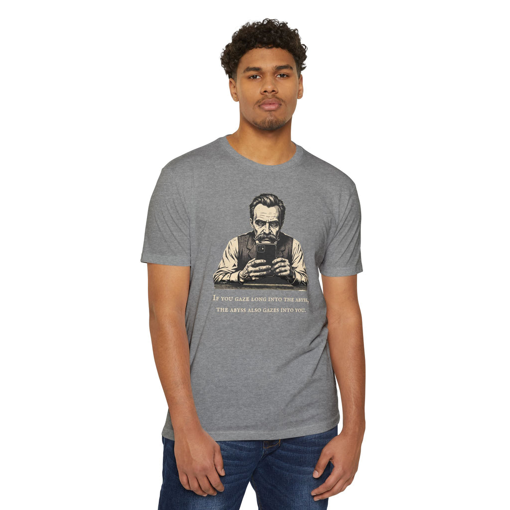 Friedrich Nietzsche Abyss Doomscrolling T-Shirt | Dark Academia Philosophy Tee