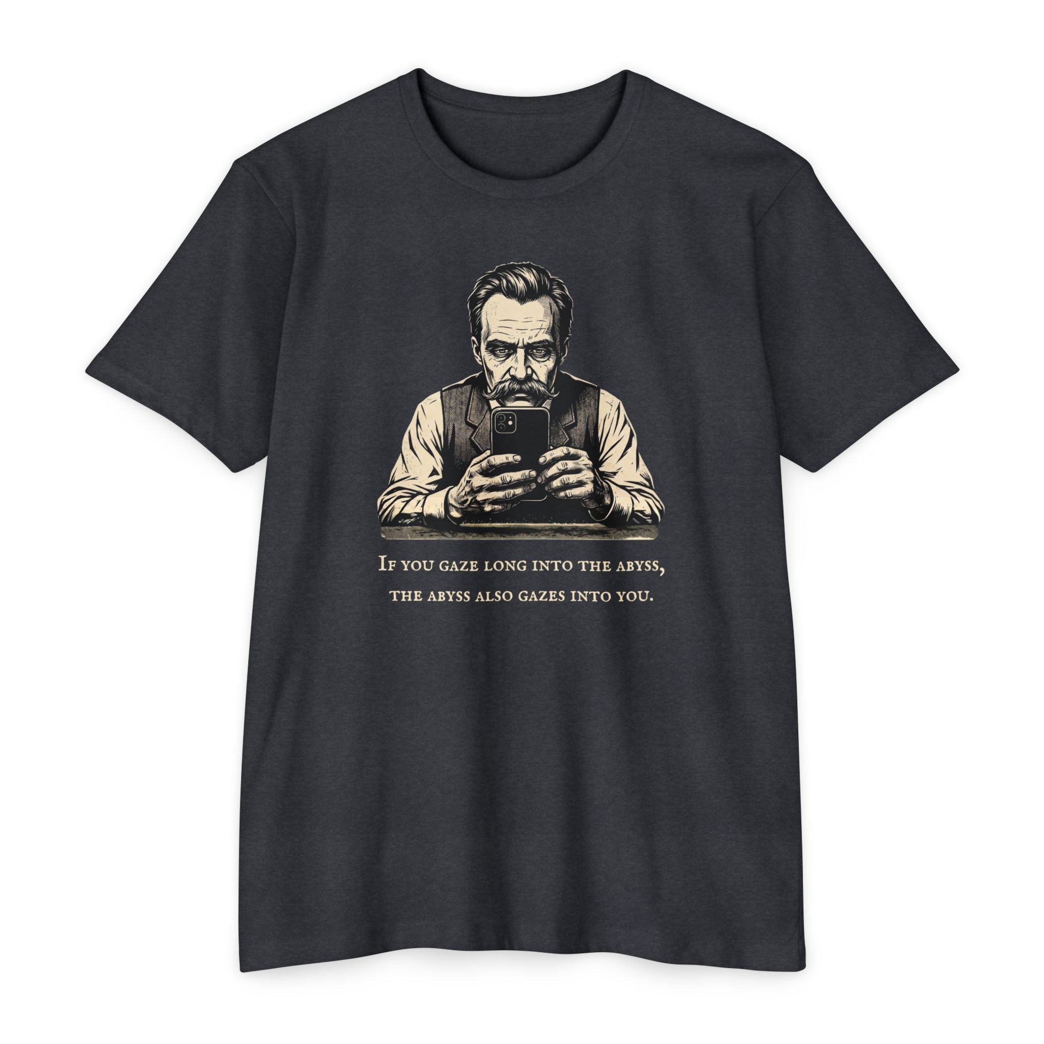 Friedrich Nietzsche Abyss Doomscrolling T-Shirt | Dark Academia Philosophy Tee