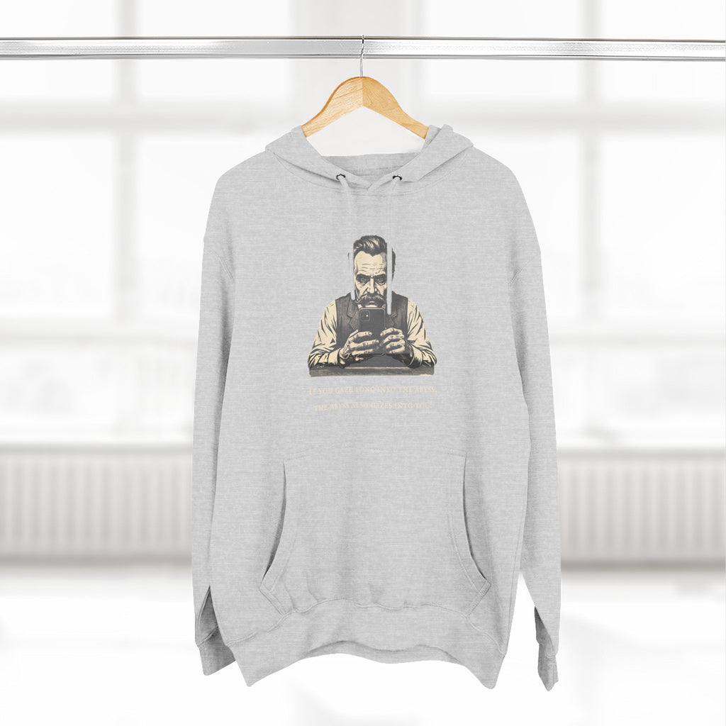 Friedrich Nietzsche Abyss Doomscrolling Hoodie | Dark Academia Philosophy Sweatshirt