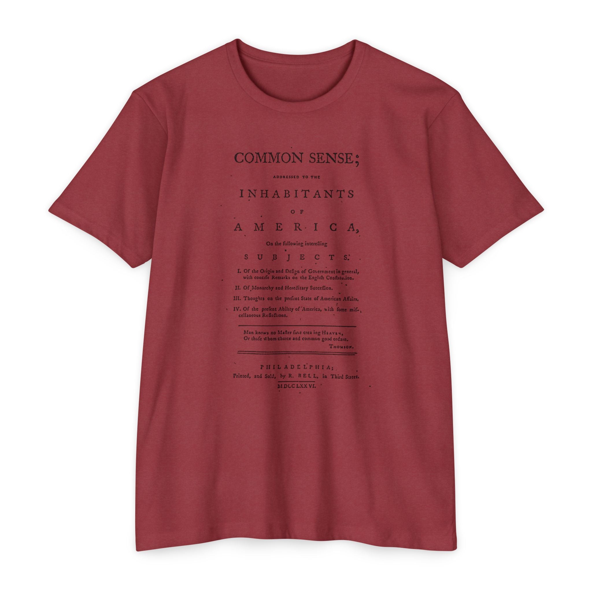 Thomas Paine Common Sense T-Shirt | Historical Typography Tee
