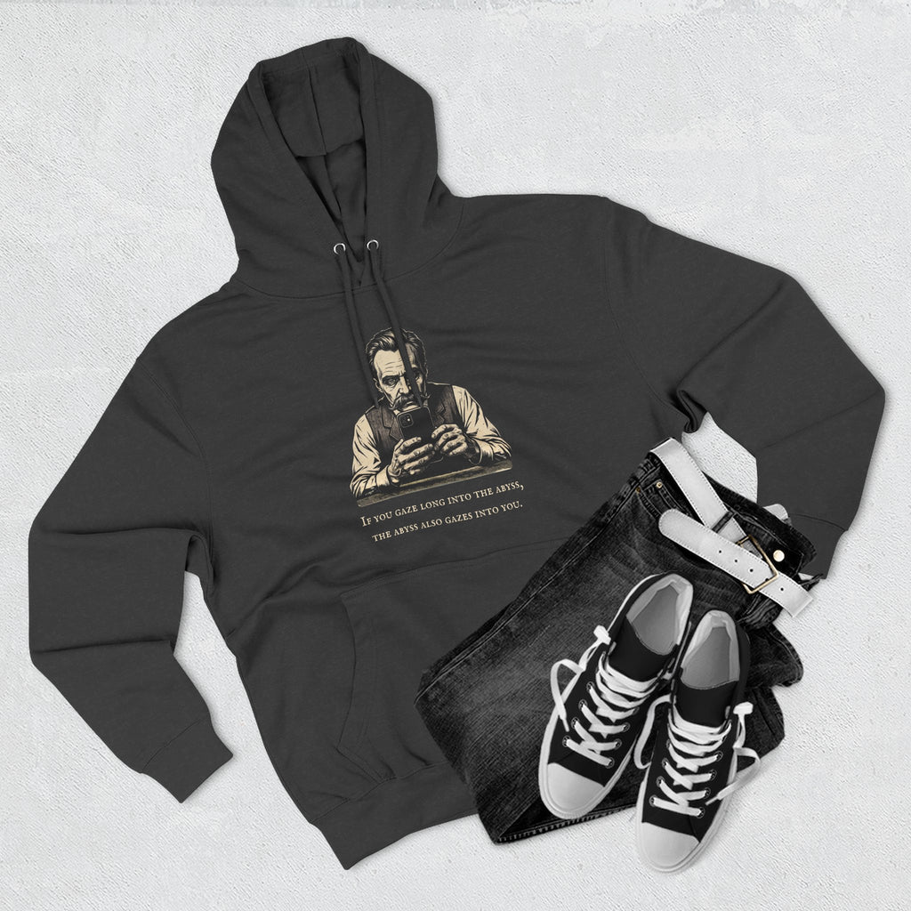 Friedrich Nietzsche Abyss Doomscrolling Hoodie | Dark Academia Philosophy Sweatshirt
