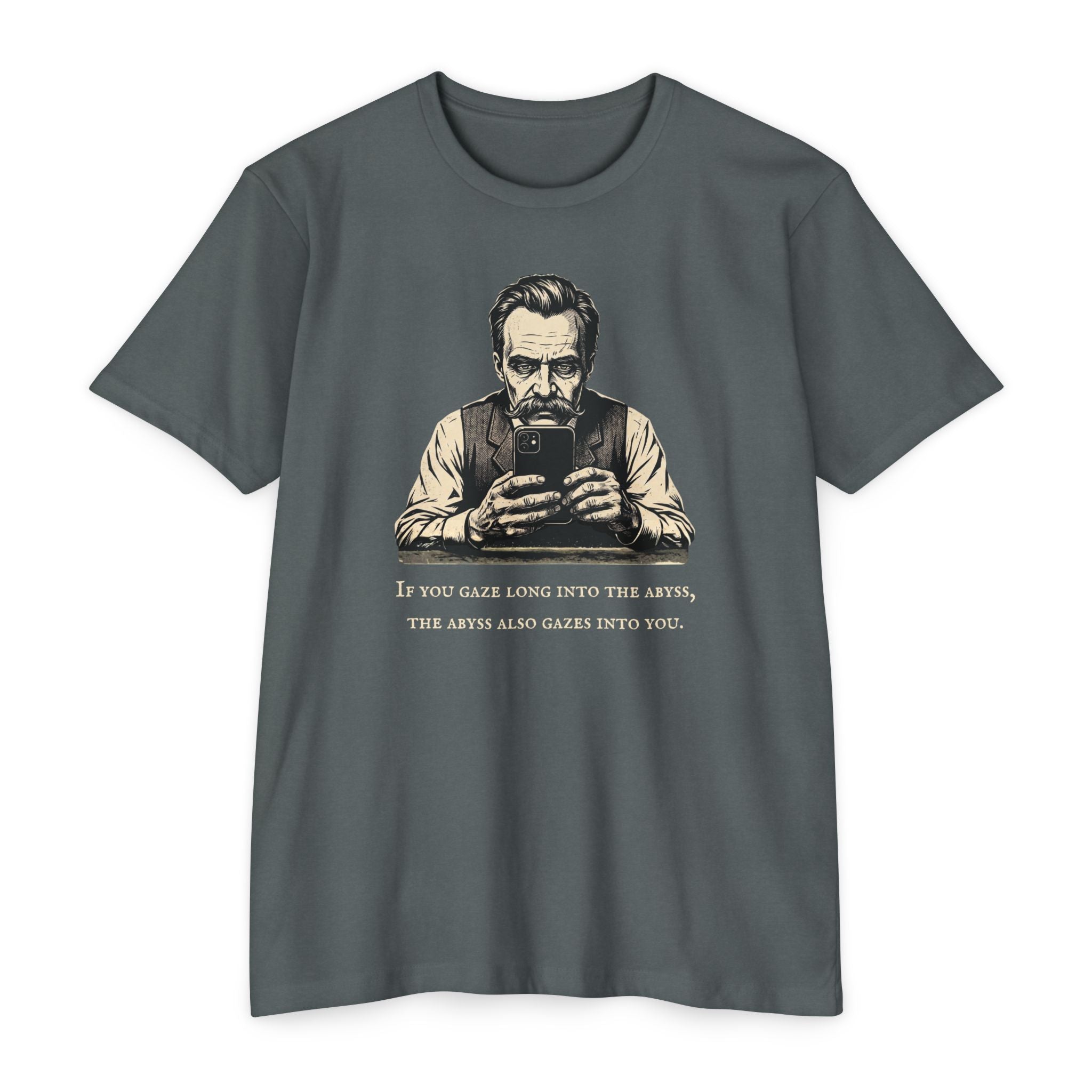 Friedrich Nietzsche Abyss Doomscrolling T-Shirt | Dark Academia Philosophy Tee