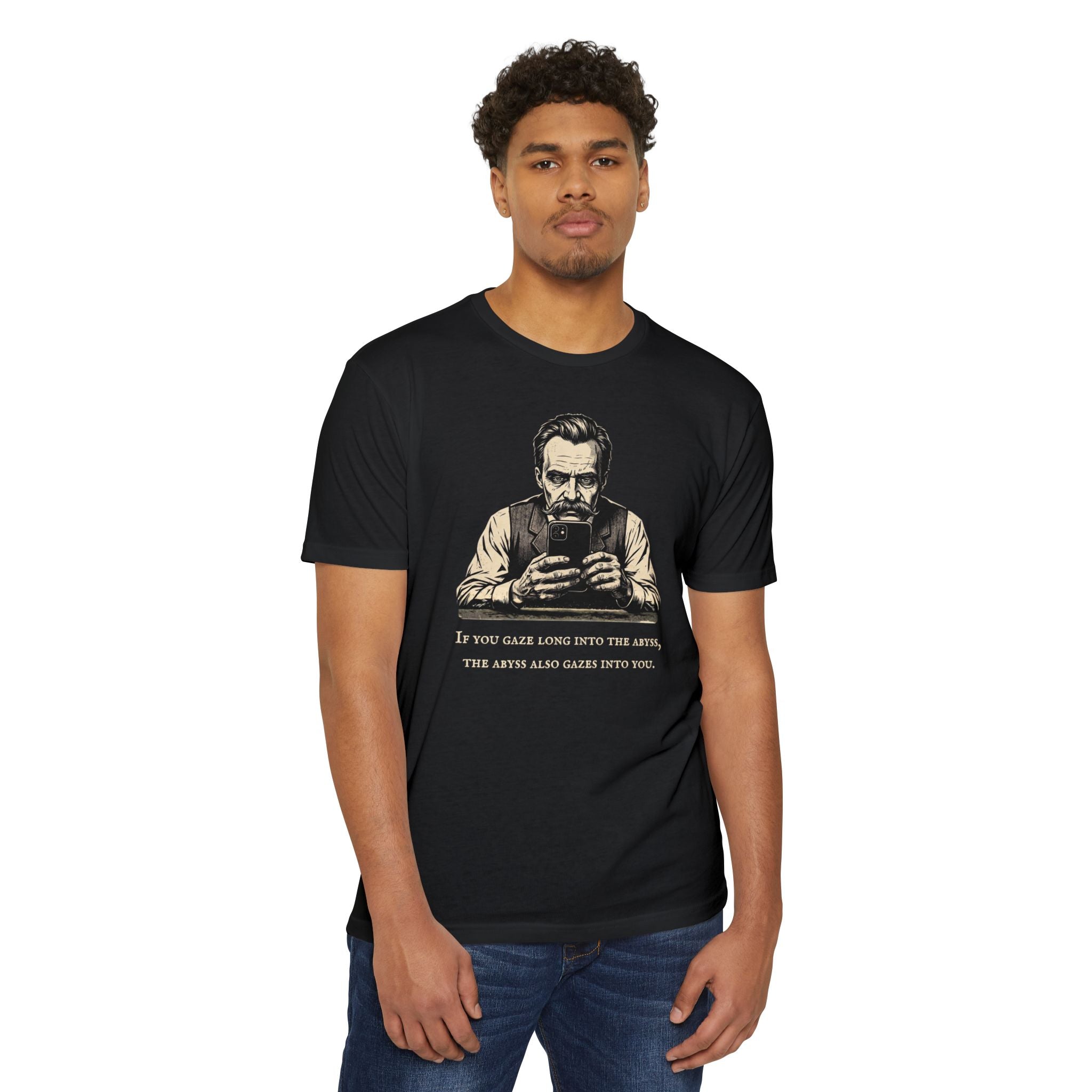 Friedrich Nietzsche Abyss Doomscrolling T-Shirt | Dark Academia Philosophy Tee