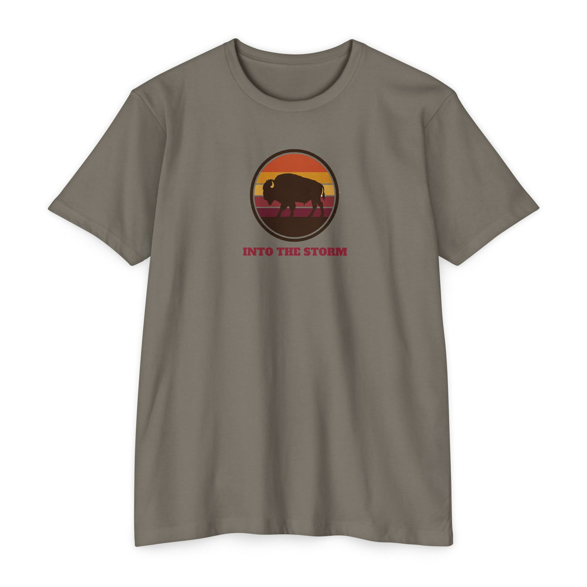 Retro Sunset Bison "Into the Storm" Graphic Tee